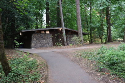 Accessible restroom near the picnic shelter